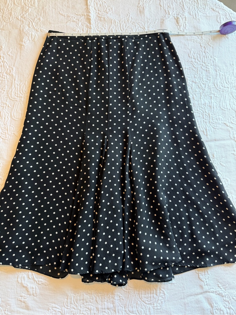Jones New York 100% Silk Black and White Polka Dot Skirt